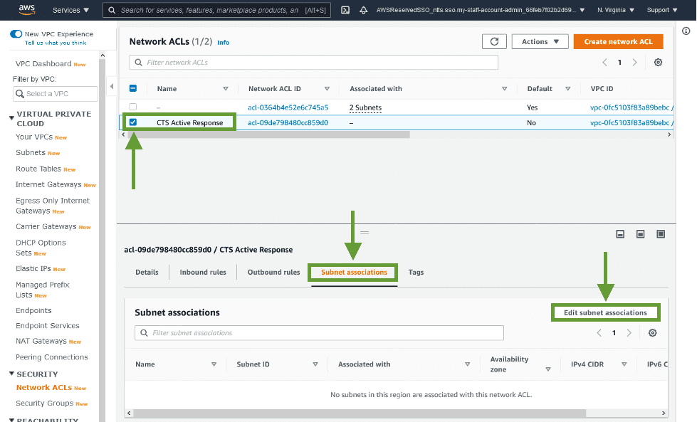 edit subnet associations